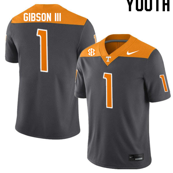 Youth #1 Rickey Gibson III Tennessee Volunteers College Football Jerseys Stitched-Anthracite